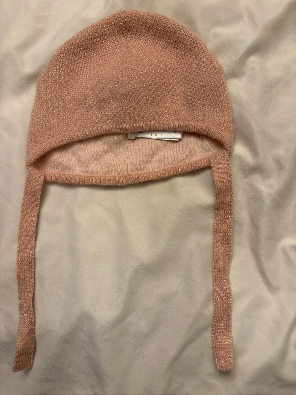 Kids Beige pink with gold specks beanie hat Chloe size 44 reversible winter